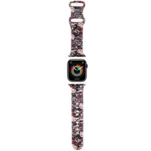 Hello Kitty apyrankė HKAWMSDGPTP Apple Watch 38/40/41mm rožinės spalvos apyrankė Silicone Tags Graffiti