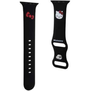 Hello Kitty apyrankė HKAWLSCHBLK Apple Watch 42/44/45/49mm juodos spalvos apyrankė Silicone Kitty Head - Image 3