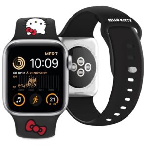Hello Kitty apyrankė HKAWLSCHBLK Apple Watch 42/44/45/49mm juodos spalvos apyrankė Silicone Kitty Head - Image 4