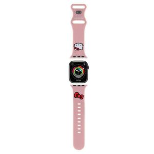 Hello Kitty apyrankė HKAWLSCHBLP Apple Watch 42/44/45/49mm rožinės spalvos apyrankė Silicone Kitty Head