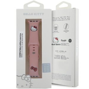 Hello Kitty apyrankė HKAWLSCHBLP Apple Watch 42/44/45/49mm rožinės spalvos apyrankė Silicone Kitty Head - Image 5