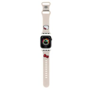Hello Kitty apyrankė HKAWMSCHBLE Apple Watch 38/40/41mm Beige apyrankė Silicone Kitty Head