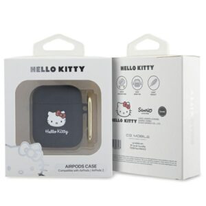 Hello Kitty HKA23DKHSK AirPods 1/2 Dėklas juodos spalvos Silicone 3D Kitty Head - Image 3