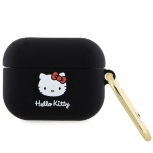 Hello Kitty HKAP3DKHSK AirPods Pro Dėklas juodos spalvos Silicone 3D Kitty Head