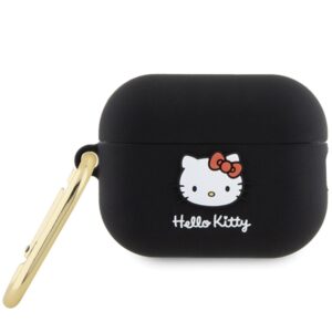 Hello Kitty HKAP23DKHSK AirPods Pro 2 (2022/2023) Dėklas juodos spalvos Silicone 3D Kitty Head