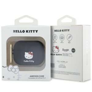 Hello Kitty HKAP23DKHSK AirPods Pro 2 (2022/2023) Dėklas juodos spalvos Silicone 3D Kitty Head - Image 4