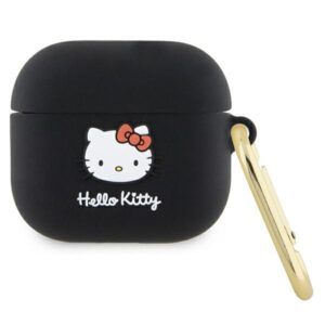 Hello Kitty HKA33DKHSK AirPods 3 Dėklas juodos spalvos Silicone 3D Kitty Head