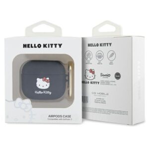 Hello Kitty HKA33DKHSK AirPods 3 Dėklas juodos spalvos Silicone 3D Kitty Head - Image 3