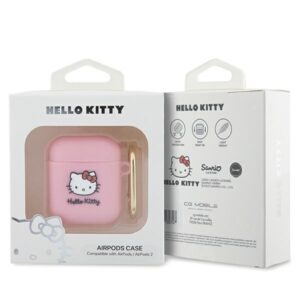 Hello Kitty HKA23DKHSP AirPods 1/2 Dėklas rožinės spalvos Silicone 3D Kitty Head - Image 3