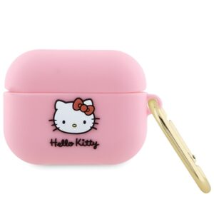 Hello Kitty HKAP3DKHSP AirPods Pro Dėklas rožinės spalvos Silicone 3D Kitty Head