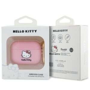Hello Kitty HKAP3DKHSP AirPods Pro Dėklas rožinės spalvos Silicone 3D Kitty Head - Image 3