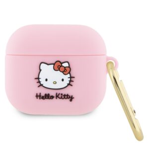 Hello Kitty HKA33DKHSP AirPods 3 Dėklas rožinės spalvos Silicone 3D Kitty Head