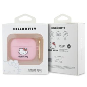 Hello Kitty HKA33DKHSP AirPods 3 Dėklas rožinės spalvos Silicone 3D Kitty Head - Image 3