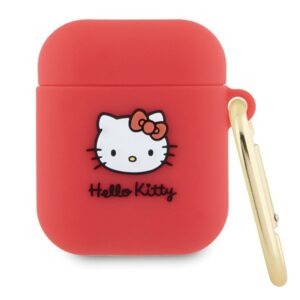Hello Kitty HKA23DKHSF AirPods 1/2 Dėklas Fuchsia Silicone 3D Kitty Head - Image 1
