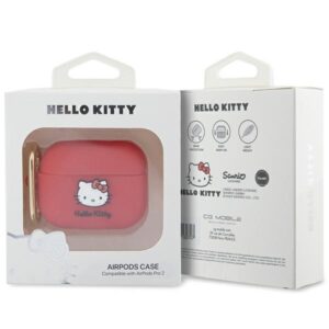 Hello Kitty HKAP23DKHSF AirPods Pro 2 (2022/2023) Dėklas Fuchsia Silicone 3D Kitty Head - Image 4