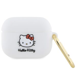 Hello Kitty HKAP3DKHSH AirPods Pro Dėklas baltos spalvos Silicone 3D Kitty Head - Image 1