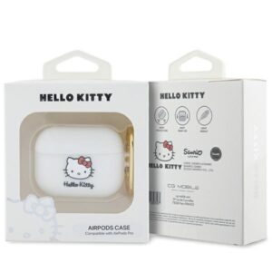 Hello Kitty HKAP3DKHSH AirPods Pro Dėklas baltos spalvos Silicone 3D Kitty Head - Image 3