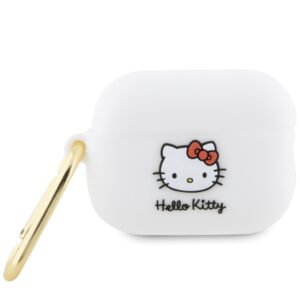 Hello Kitty HKAP23DKHSH AirPods Pro 2 (2022/2023) Dėklas baltos spalvos Silicone 3D Kitty Head