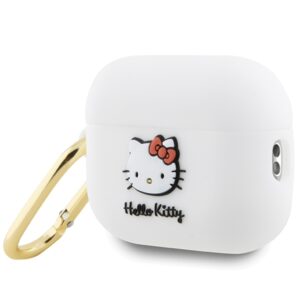 Hello Kitty HKAP23DKHSH AirPods Pro 2 (2022/2023) Dėklas baltos spalvos Silicone 3D Kitty Head - Image 3