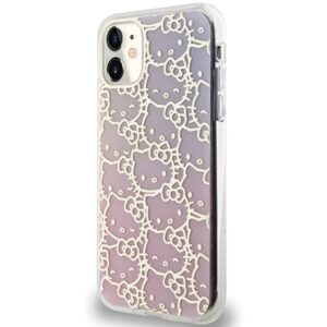 Hello Kitty HKHCN61HCHPEP Apple iPhone 11 / Xr 6.1" rožinės spalvos kietas dėklas IML Gradient Electrop Crowded Kitty Head - Image 2