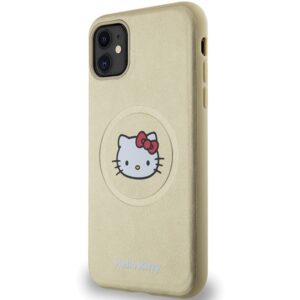 Hello Kitty HKHMN61PGHCKD Apple iPhone 11 / Xr 6.1" Gold kietas dėklas Leather Kitty Head MagSafe - Image 2