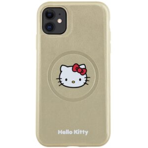 Hello Kitty HKHMN61PGHCKD Apple iPhone 11 / Xr 6.1" Gold kietas dėklas Leather Kitty Head MagSafe - Image 3