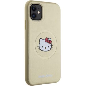 Hello Kitty HKHMN61PGHCKD Apple iPhone 11 / Xr 6.1" Gold kietas dėklas Leather Kitty Head MagSafe - Image 4