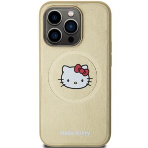 Hello Kitty HKHMP15LPGHCKD Apple iPhone 15 Pro 6.1" Gold kietas dėklas Leather Kitty Head MagSafe - Image 3