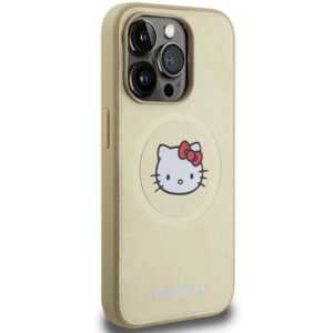 Hello Kitty HKHMP15LPGHCKD Apple iPhone 15 Pro 6.1" Gold kietas dėklas Leather Kitty Head MagSafe - Image 4