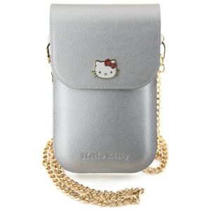 Hello Kitty HKOWBPGHDLMS Silver Leather Handbag with Metal Logo and Chain - Image 1