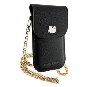 Hello Kitty HKOWBPGHDLMK juodos spalvos Leather Handbag with Metal Logo and Chain - Image 5