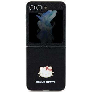 Hello Kitty HKHCZF5PGHDLMK Z Flip5 F731 juodos spalvos kietas dėklas Metal Logo Kitty Head - Image 3