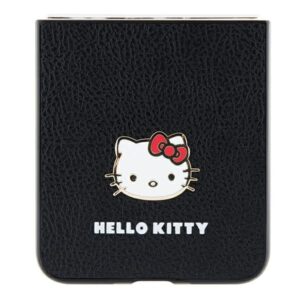 Hello Kitty HKHCZF5PGHDLMK Z Flip5 F731 juodos spalvos kietas dėklas Metal Logo Kitty Head - Image 5