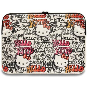Hello Kitty Dėklas kompiuteriui HKCSZPDGPTE 14" beige Zip PU Tags Graffiti