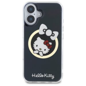 Hello Kitty HKHMP16SHFLBK Apple iPhone 16 6,1" juodos spalvos kietas dėklas IML Fun bow Magsafe - Image 3