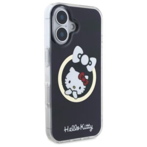 Hello Kitty HKHMP16SHFLBK Apple iPhone 16 6,1" juodos spalvos kietas dėklas IML Fun bow Magsafe - Image 4