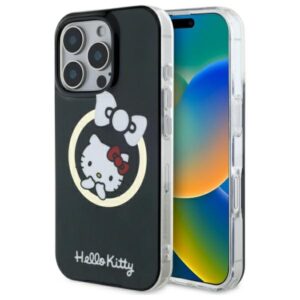 Hello Kitty HKHMP16XHFLBK Apple iPhone 16 Pro Max 6,9" juodos spalvos kietas dėklas IML Fun bow Magsafe