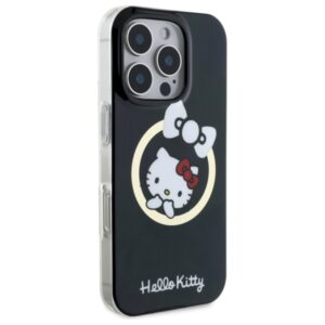 Hello Kitty HKHMP16XHFLBK Apple iPhone 16 Pro Max 6,9" juodos spalvos kietas dėklas IML Fun bow Magsafe - Image 4