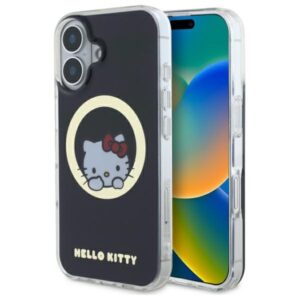 Hello Kitty HKHMP16SHSWKK Apple iPhone 16 6,1" juodos spalvos kietas dėklas IML Sweet Kitty Magsafe