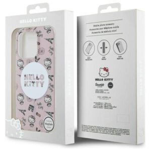 Hello Kitty HKHMP16LHAOPP Apple iPhone 16 Pro 6,3" rožinės spalvos kietas dėklas IML All Over Paris Magsafe - Image 8