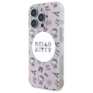 Hello Kitty HKHMP16XHAOPP Apple iPhone 16 Pro Max 6,9" rožinės spalvos kietas dėklas IML All Over Paris Magsafe - Image 2