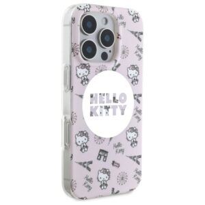 Hello Kitty HKHMP16XHAOPP Apple iPhone 16 Pro Max 6,9" rožinės spalvos kietas dėklas IML All Over Paris Magsafe - Image 4