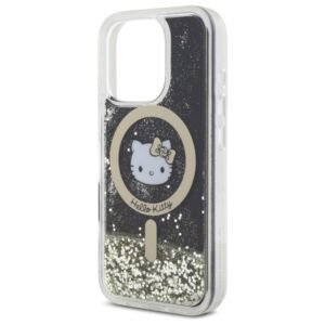 Hello Kitty HKHMP16LLGDIK Apple iPhone 16 Pro 6.3" juodos spalvos gold kietas dėklas Liquid Glitter Fever - Image 6