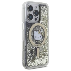 Hello Kitty HKHMP16XLGDIK Apple iPhone 16 Pro Max 6.9" juodos spalvos gold kietas dėklas Liquid Glitter Fe - Image 4
