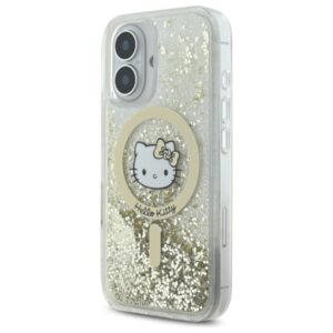 Hello Kitty HKHMP16SLGDIH Apple iPhone 16 6.1" baltos spalvos gold kietas dėklas Liquid Glitter Fever MagSaf - Image 2