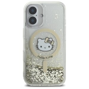 Hello Kitty HKHMP16SLGDIH Apple iPhone 16 6.1" baltos spalvos gold kietas dėklas Liquid Glitter Fever MagSaf - Image 3
