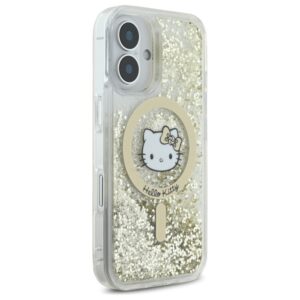 Hello Kitty HKHMP16SLGDIH Apple iPhone 16 6.1" baltos spalvos gold kietas dėklas Liquid Glitter Fever MagSaf - Image 4