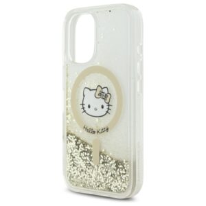 Hello Kitty HKHMP16SLGDIH Apple iPhone 16 6.1" baltos spalvos gold kietas dėklas Liquid Glitter Fever MagSaf - Image 6