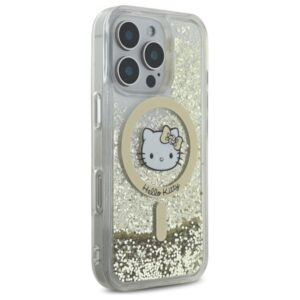 Hello Kitty HKHMP16LLGDIH Apple iPhone 16 Pro 6.3" baltos spalvos gold kietas dėklas Liquid Glitter Fever M - Image 4