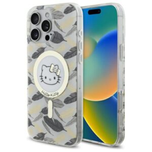 Hello Kitty HKHMP16XHGLEH Apple iPhone 16 Pro Max 6.9" baltos spalvos kietas dėklas IML Golden Leaves MagSafe - Image 1